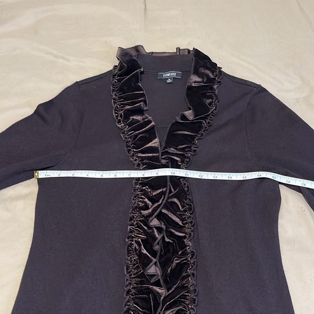 Elementz Women’s evening jacket with built-in top and velvet frill brown size M - Picture 8 of 12